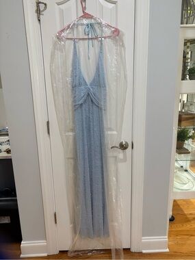Light Blue Beaded/Pearl Iridescent Prom Dress from Finesse